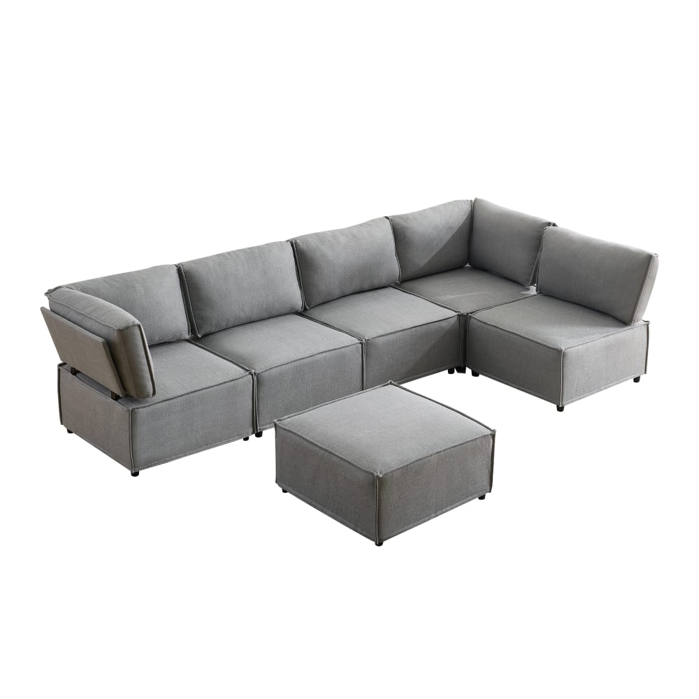Canapé modulable en tissu gris clair avec fonction lit