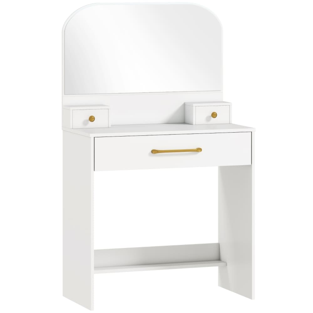 Coiffeuse en bois blanc avec miroir et 3 tiroirs 80 x 40 x 135 cm