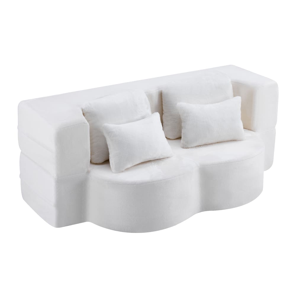 Canapé convertible blanc avec coussin amovible 198 x 60 x 76 cm