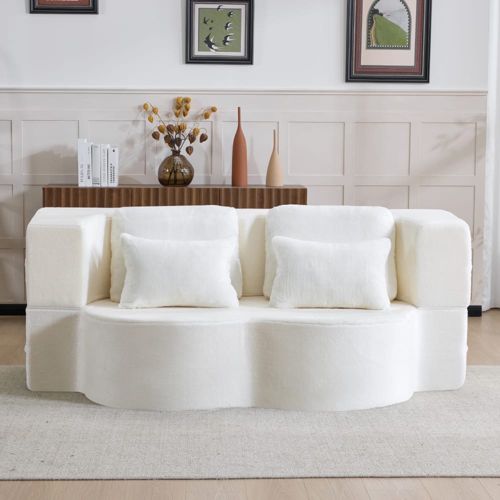 Schlafsofa aus Schaumstoff faltbar und modular 198x60x76 cm, weiß