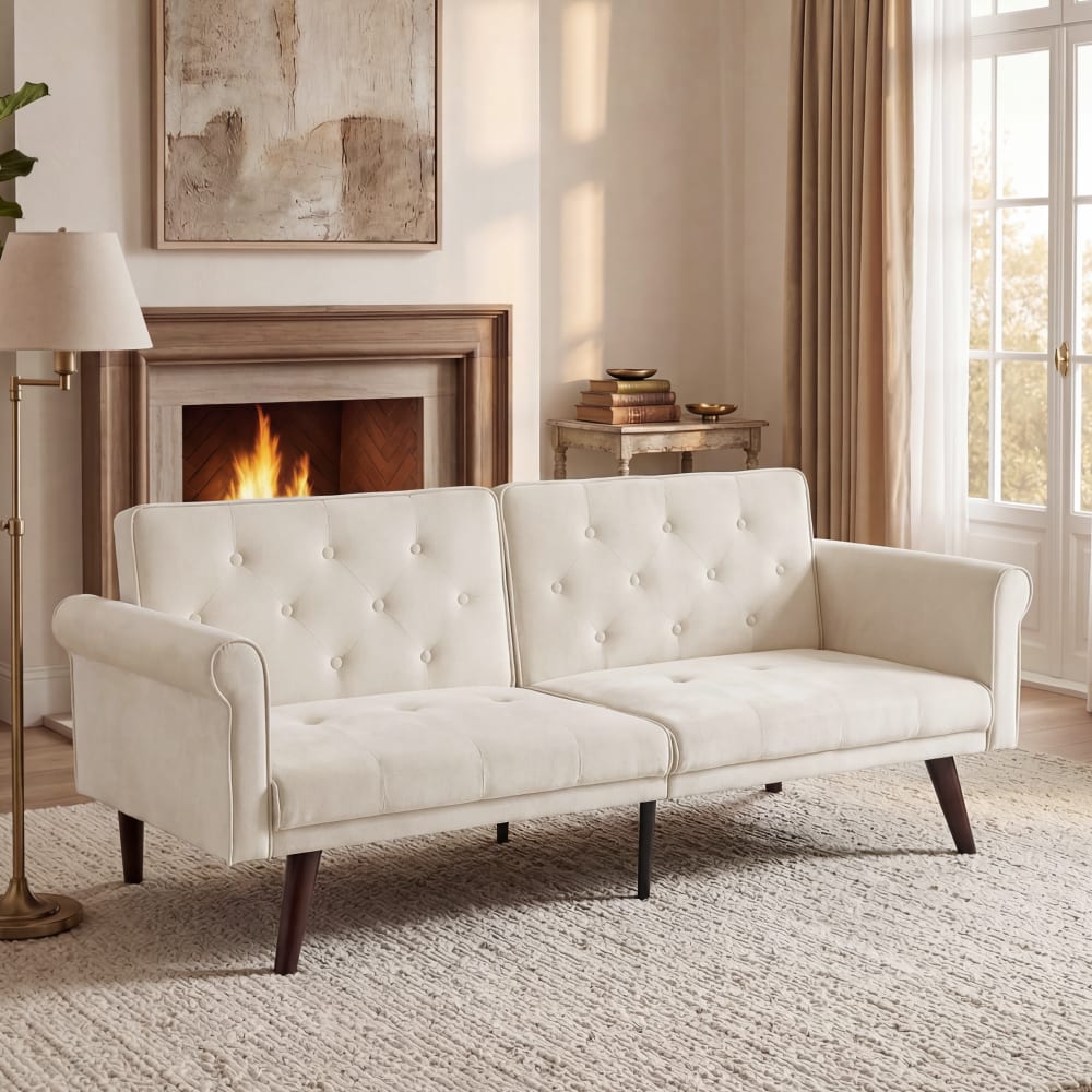 Sofa aus Leinen mit verstellbarer Rückenlehne, beige - Maisons Du