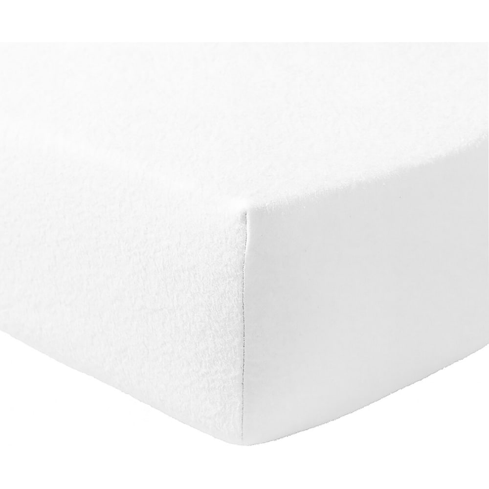 Drap housse flanelle de coton blanc 140x190 cm