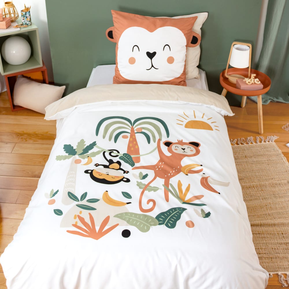 Parure de lit enfant renard marron et blanc 100% microfibre 140x200 cm Parure de lit enfant renard marron et blanc 100% microfibre 140x200 cm