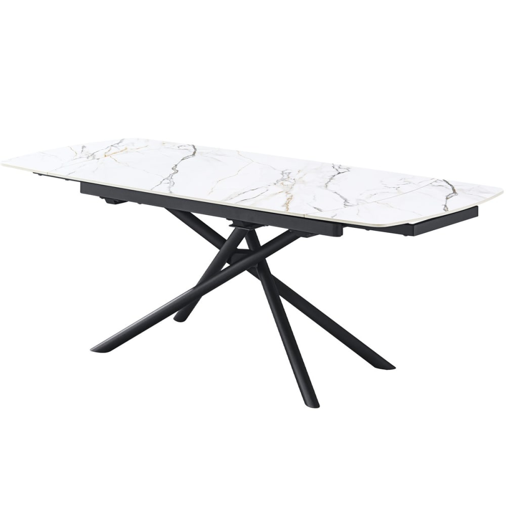 Table à manger extensible 6/8 couverts en céramique effet Marbre blanc