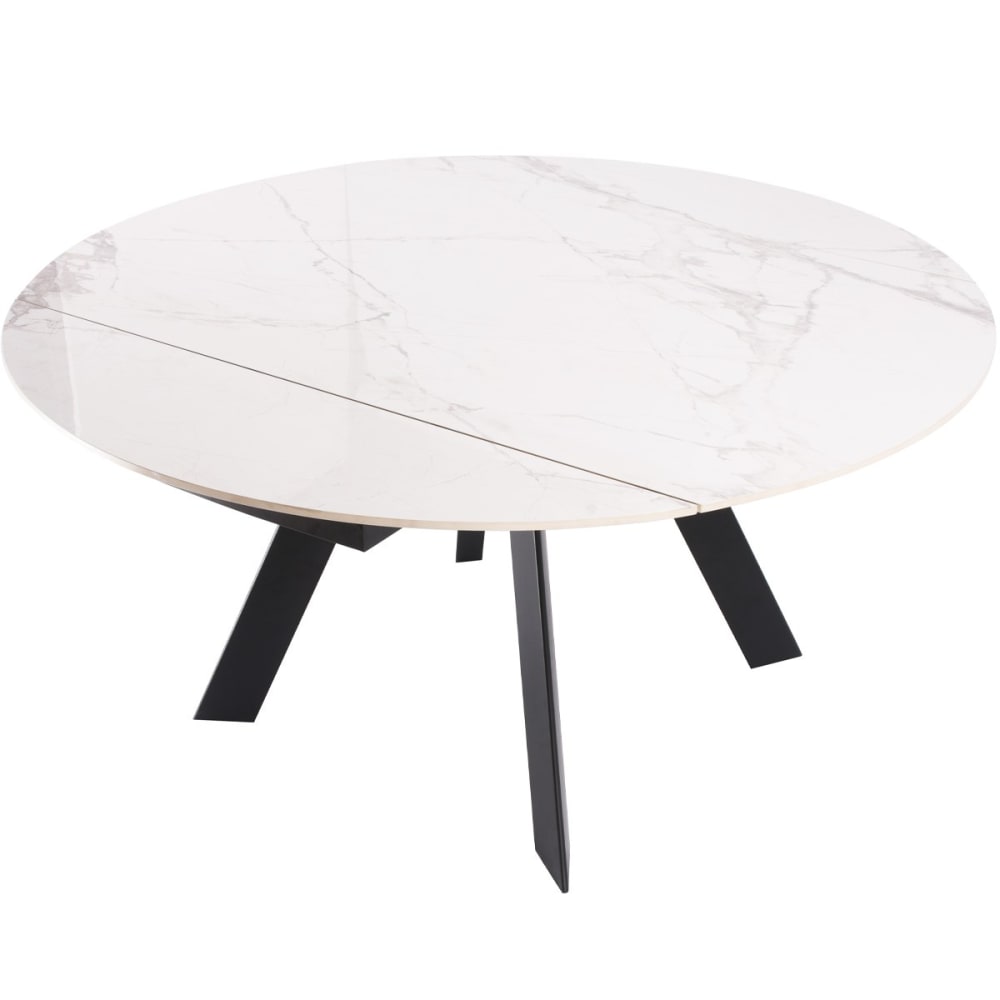 Table à manger ronde extensible 3/6 couverts en céramique effet Marbre