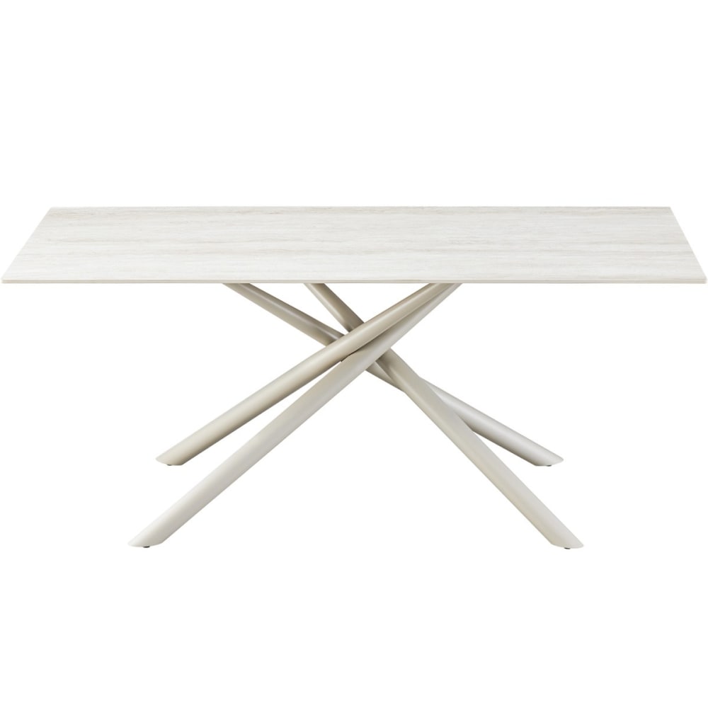Table à manger 8 couverts en céramique effet Travertin 180x90 cm