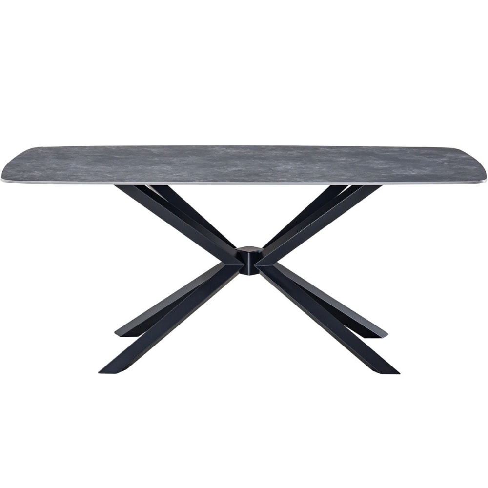Table à manger 8 couverts en céramique gris anthracite