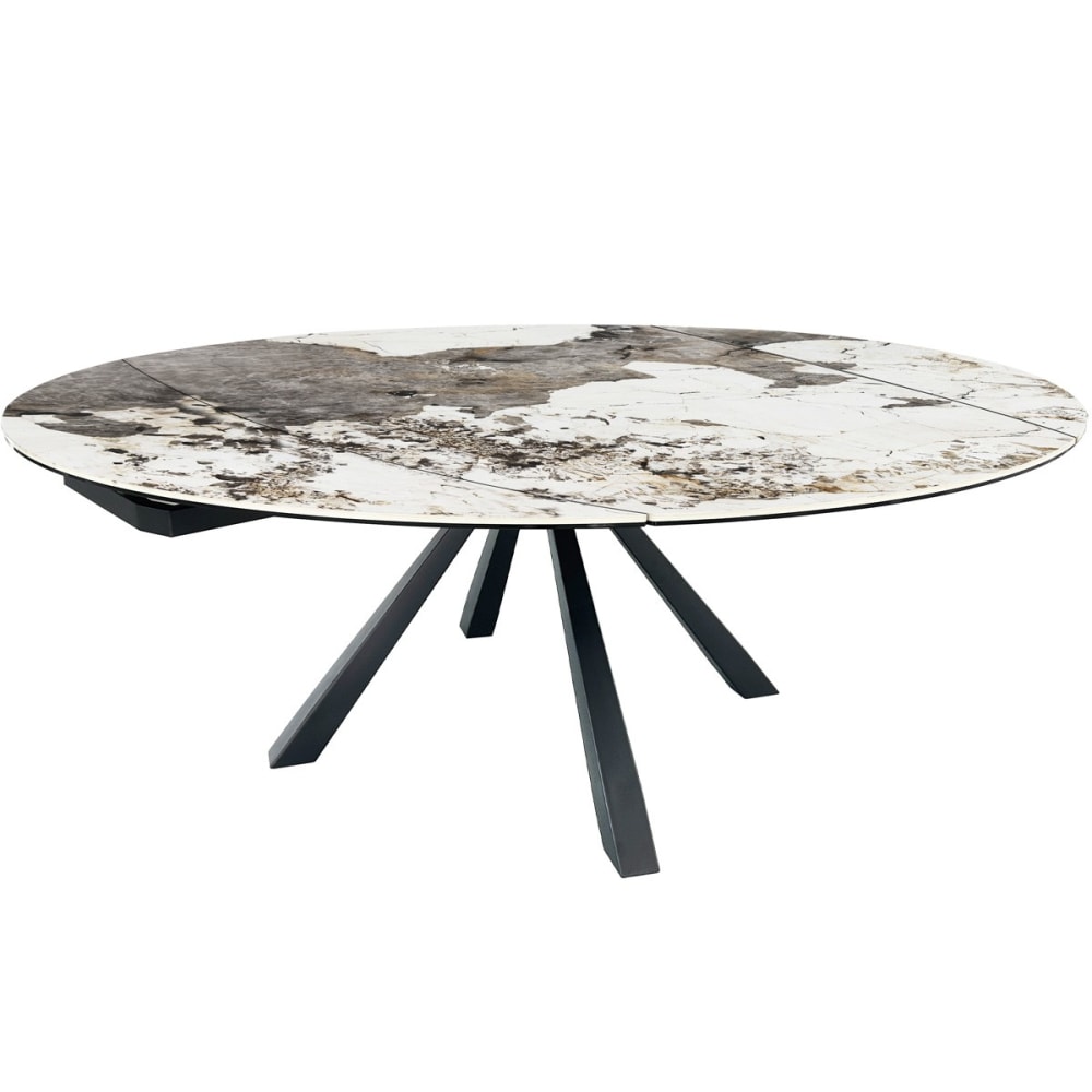 Table à manger extensible automatique 6/8 couv, céramique effet Marbre