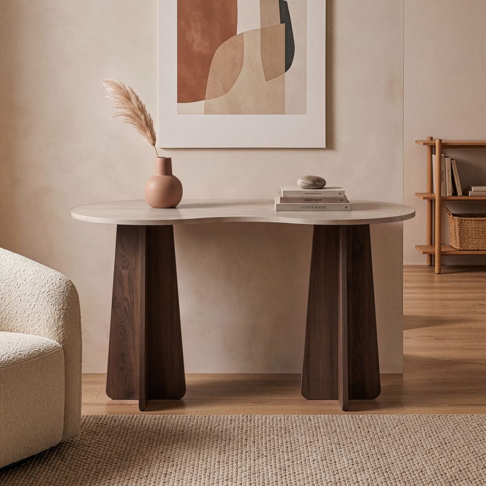 Schreibtisch mit organisch-form L120 cm - Braun - Maisons Du