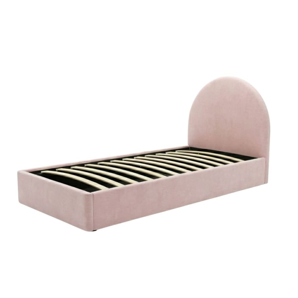 Lit tapissé avec rangement aggloméré rose 96x97x205cm