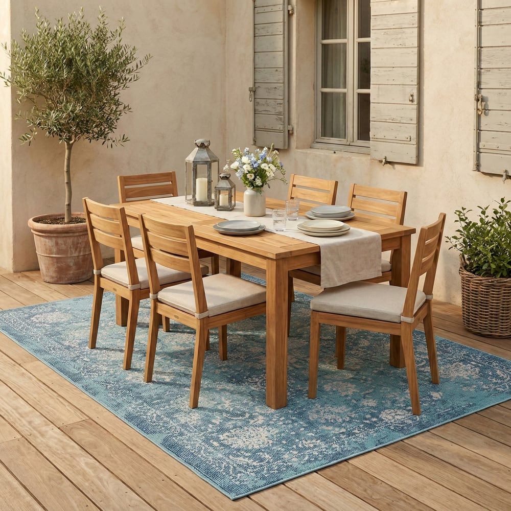 In- und Outdoor Teppich Lagos türkis 120x170 cm - Maisons Du