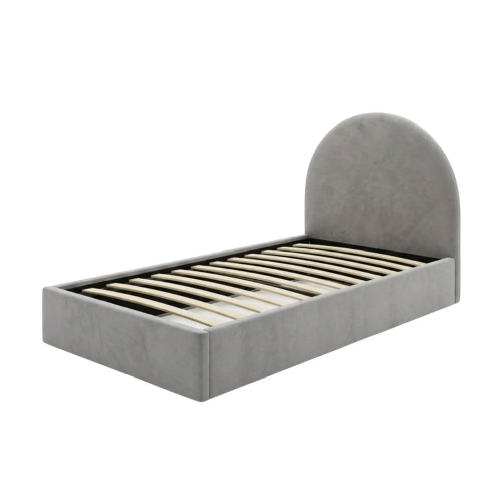 Lit tapissé avec rangement aggloméré gris 96x97x205cm