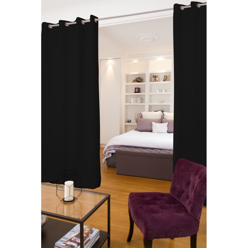 Rideau phonique séparateur oeillets noir mc710 140lx250h
