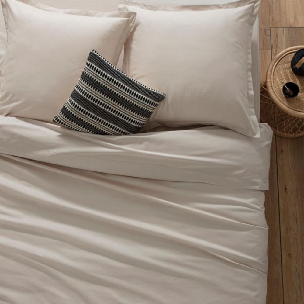 Housse de couette coton beige lit 220x240cm