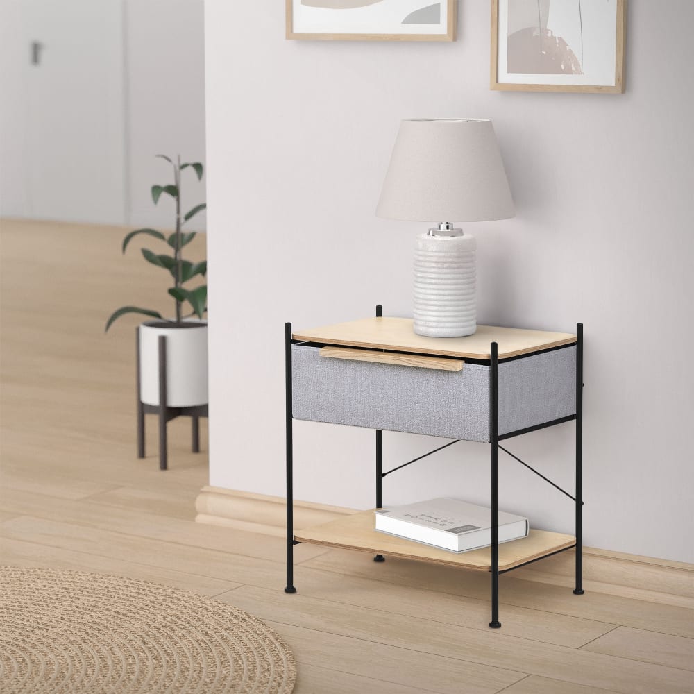Regal mit Schublade aus Stoff 62x67,5x42,5 cm Grau