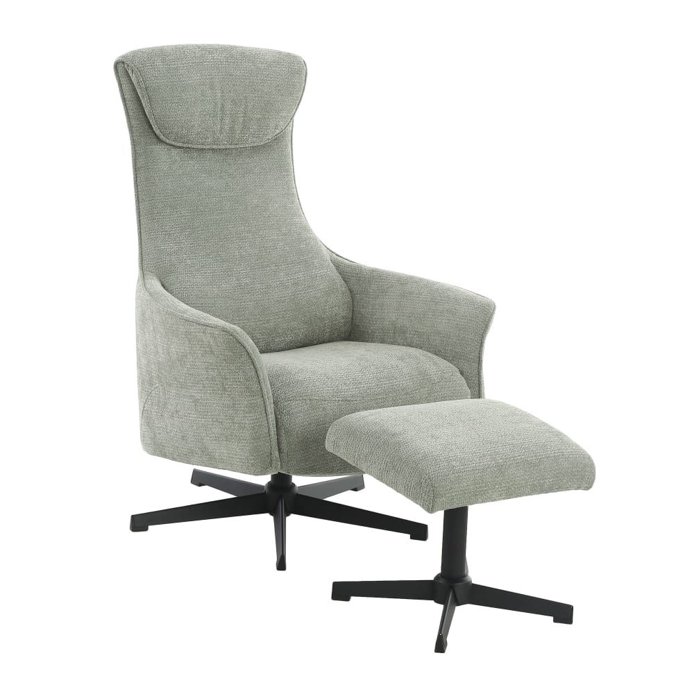 Fauteuil relax manuel rotatif  + repose-pieds 1 place tissu vert