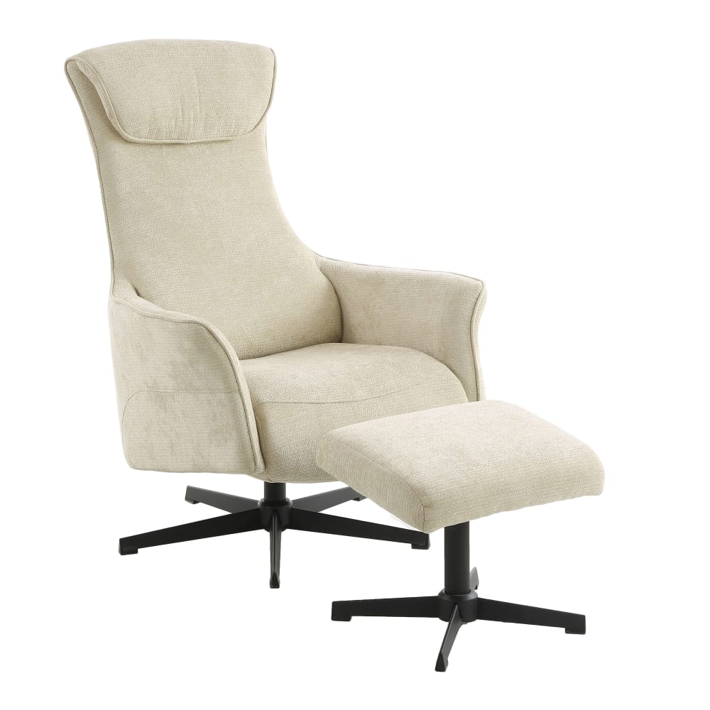 Fauteuil relax manuel rotatif  + repose-pieds 1 place tissu beige