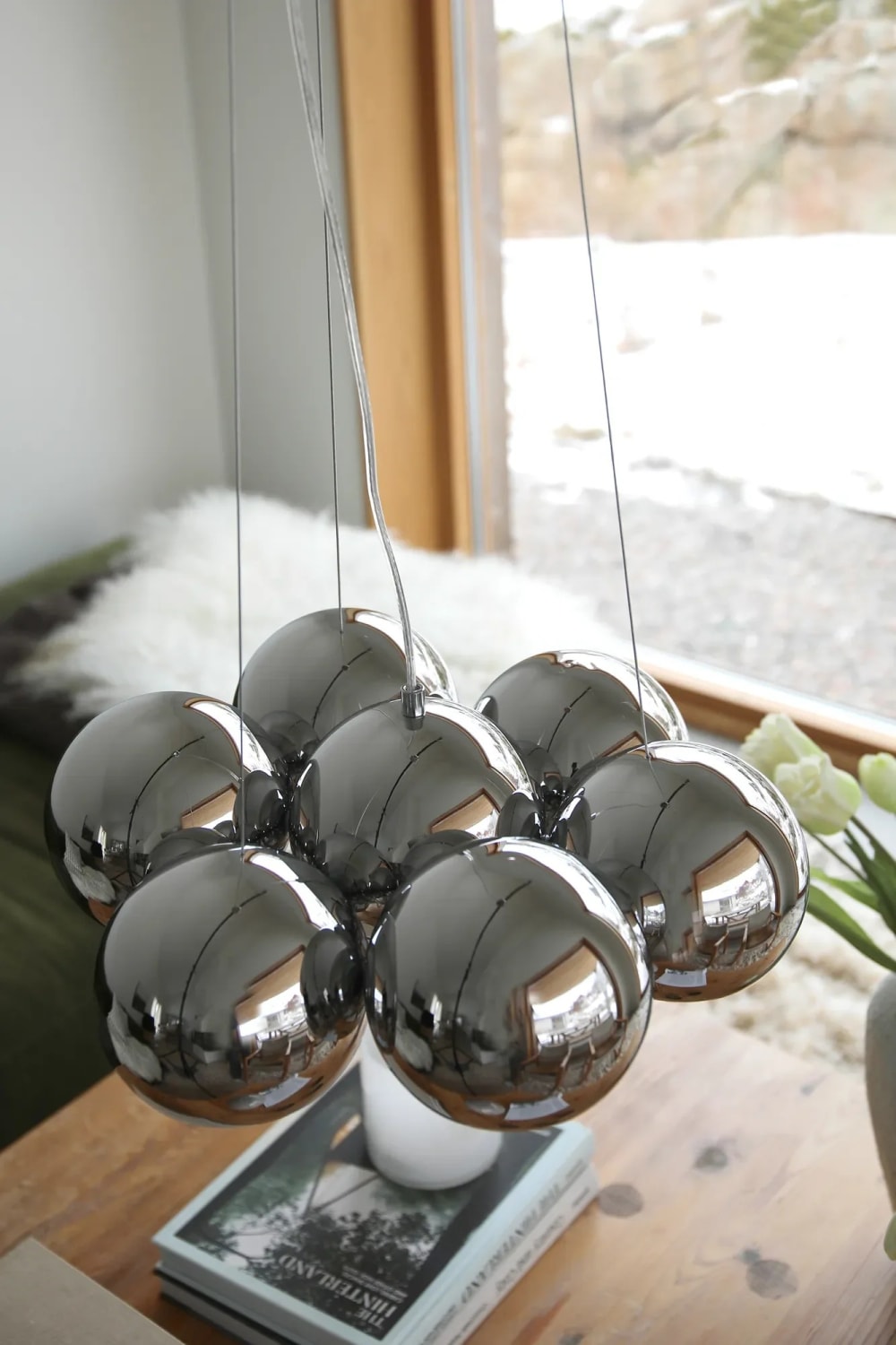 Suspension ronde en métal 7 lumières chromé — vue 4