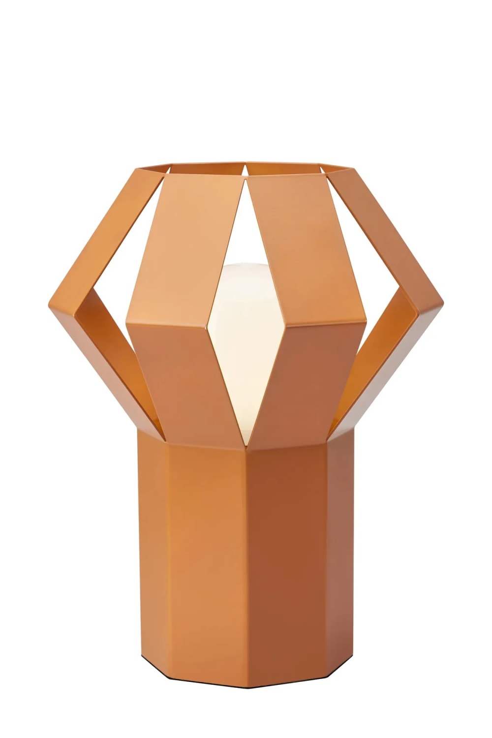 Lampe de table design en métal orange