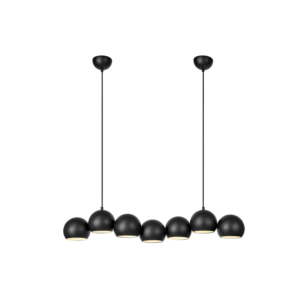 Suspension en métal 7 lumières noir
