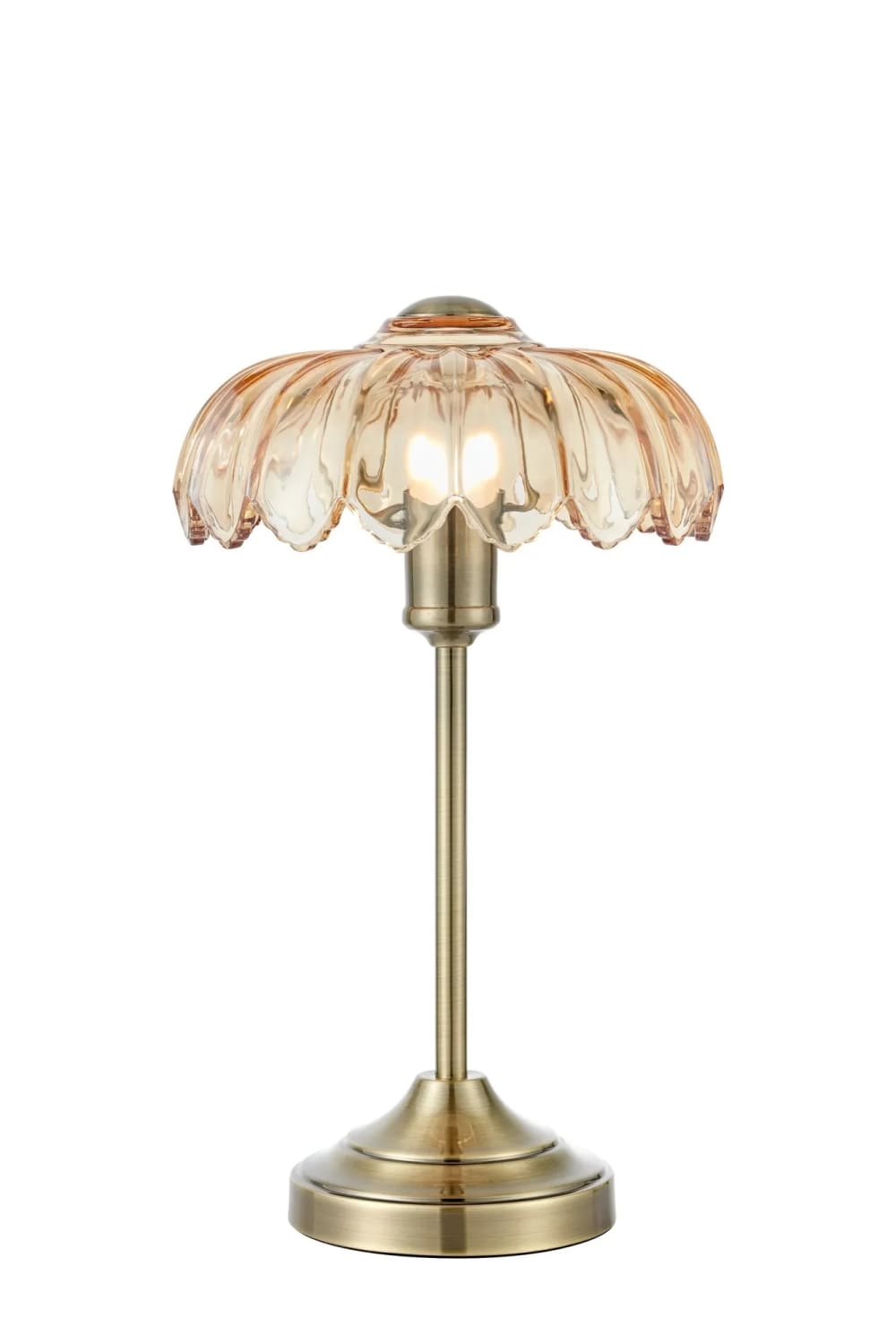 Lampe de table en verre ambré