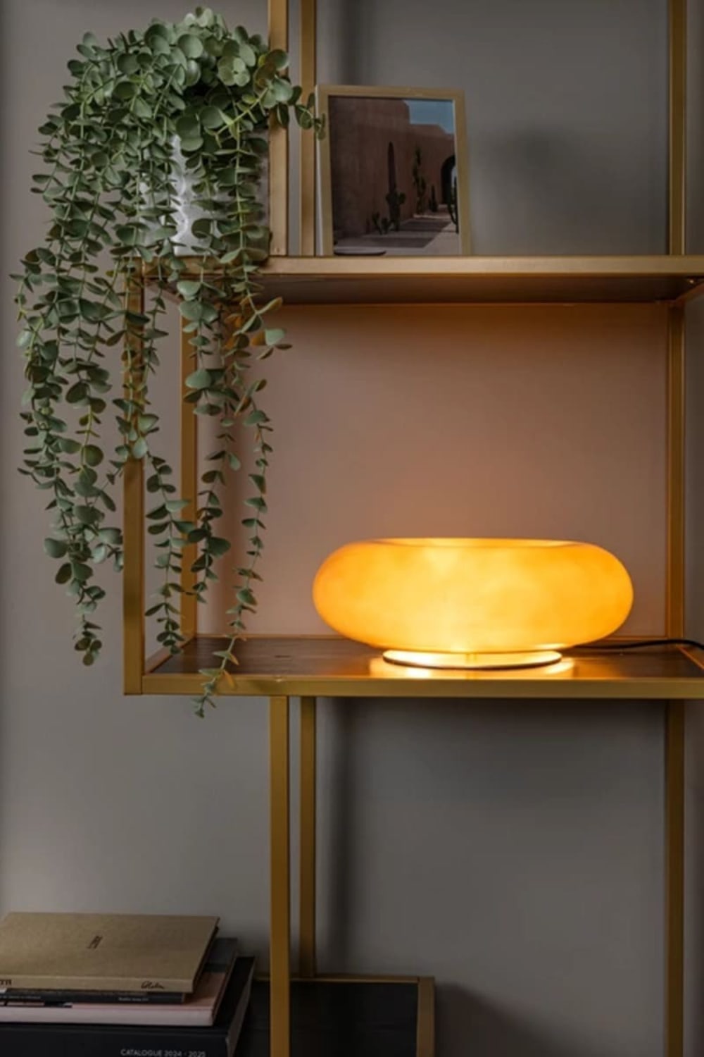 Lampe de table en verre 3 lumières taupe — vue 3