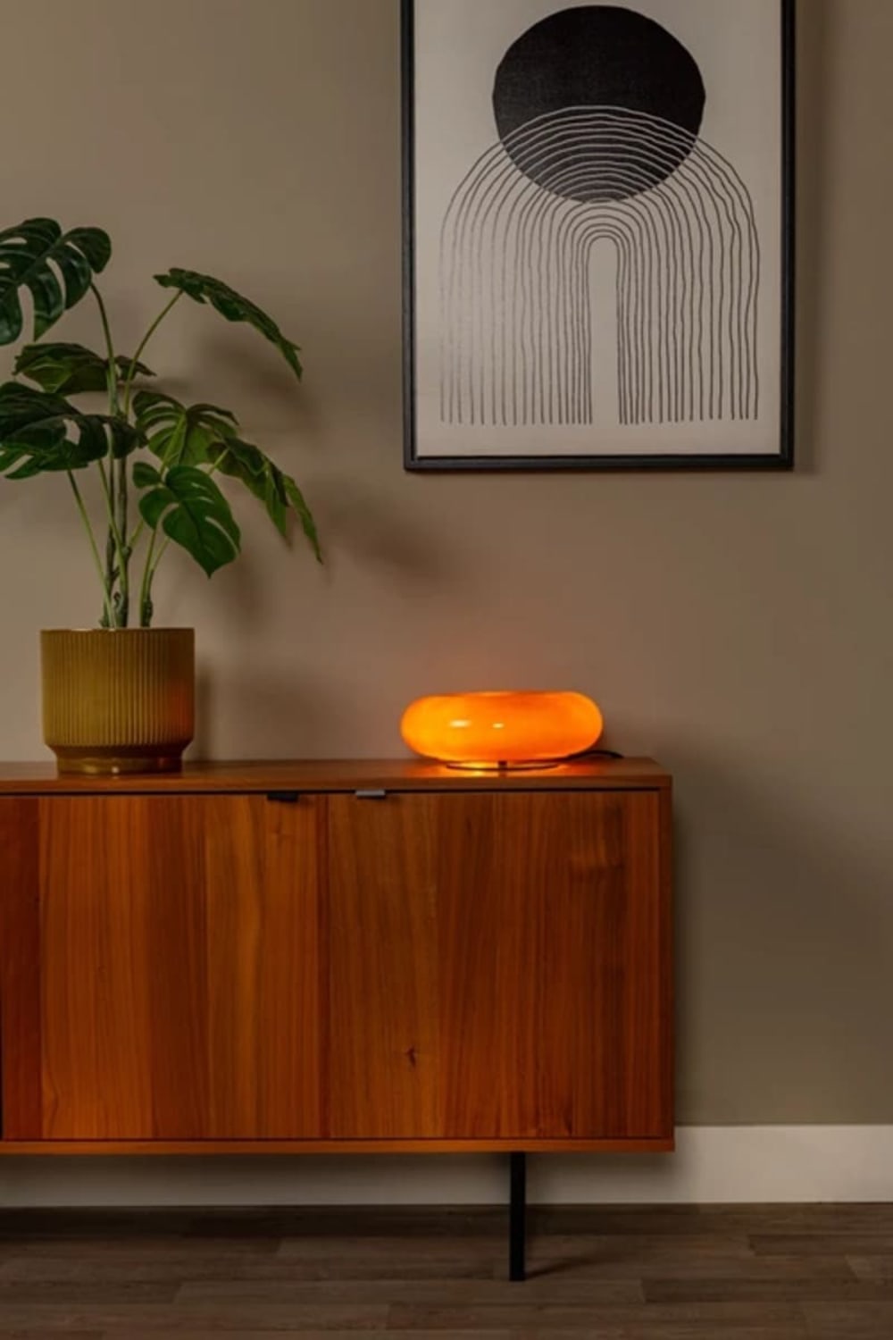 Lampe de table en verre 3 lumières orange — vue 3