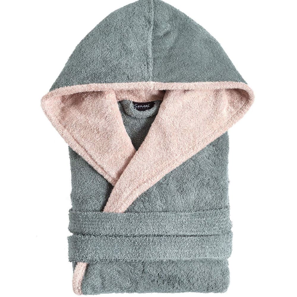 Peignoir mixte à capuche bicolore 420 g/m²  lichen S - Maisons du Monde