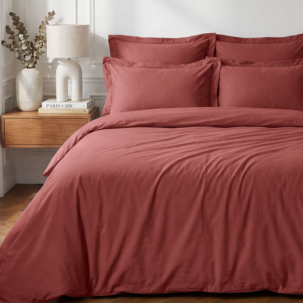 Drap housse en percale de coton terre brulée 140x190 cm — vue 3