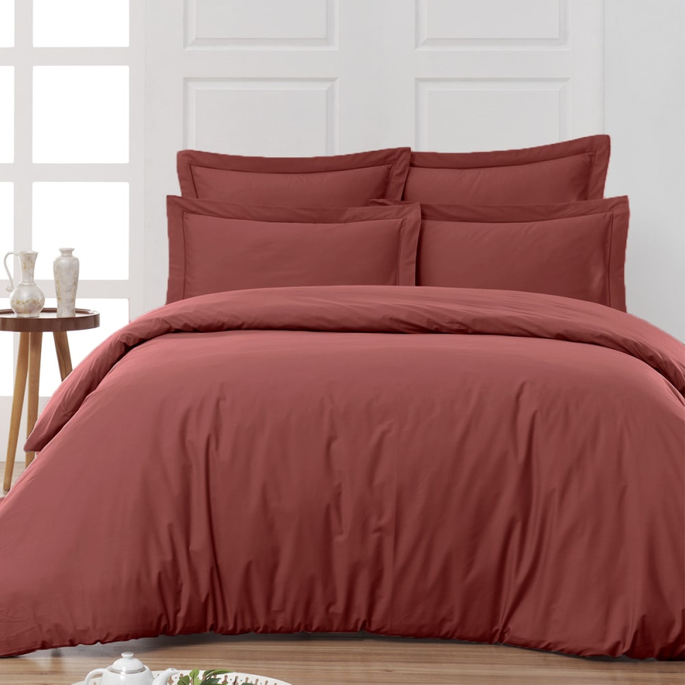 Drap housse en percale de coton terre brulée 140x190 cm — vue 4