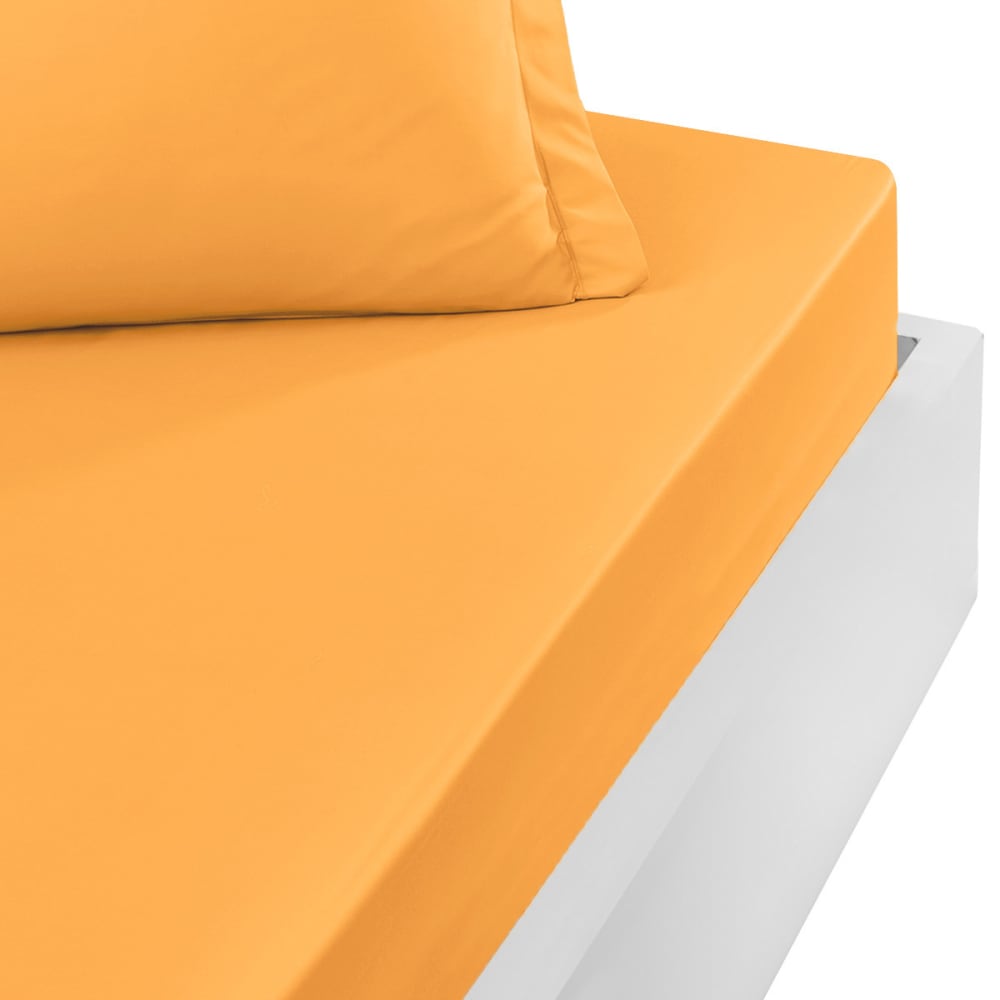 Drap housse en percale bonnet 40cm Caramel 90x200 cm