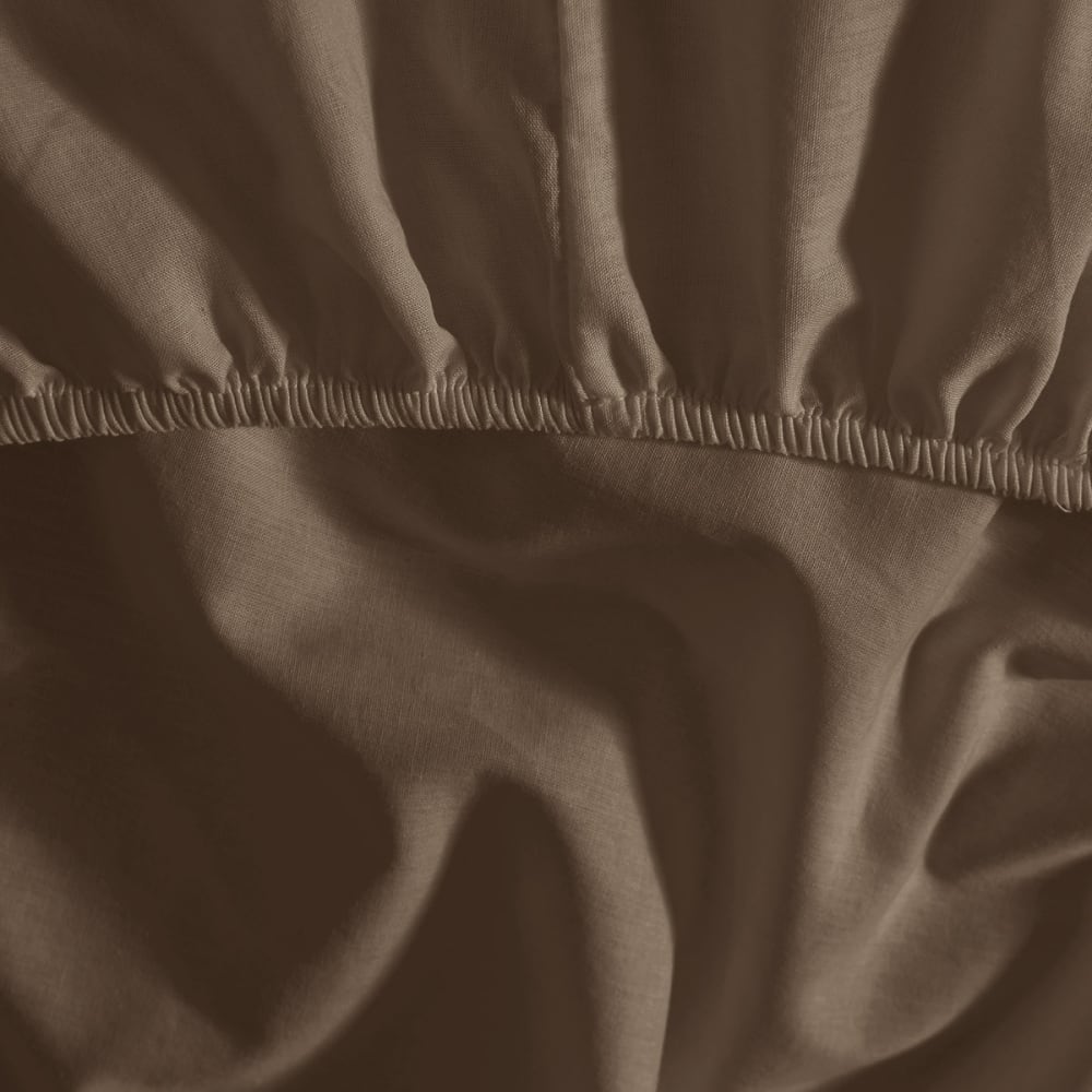 Drap housse en percale de coton noisette 160x200 cm — vue 3
