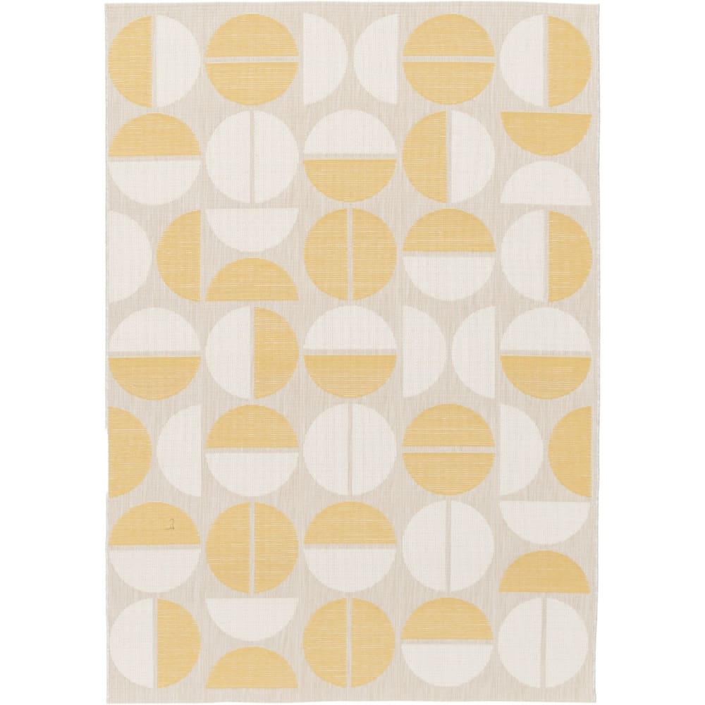 Tapis extérieur intérieur moderne géométrique jaune et beige 160x230