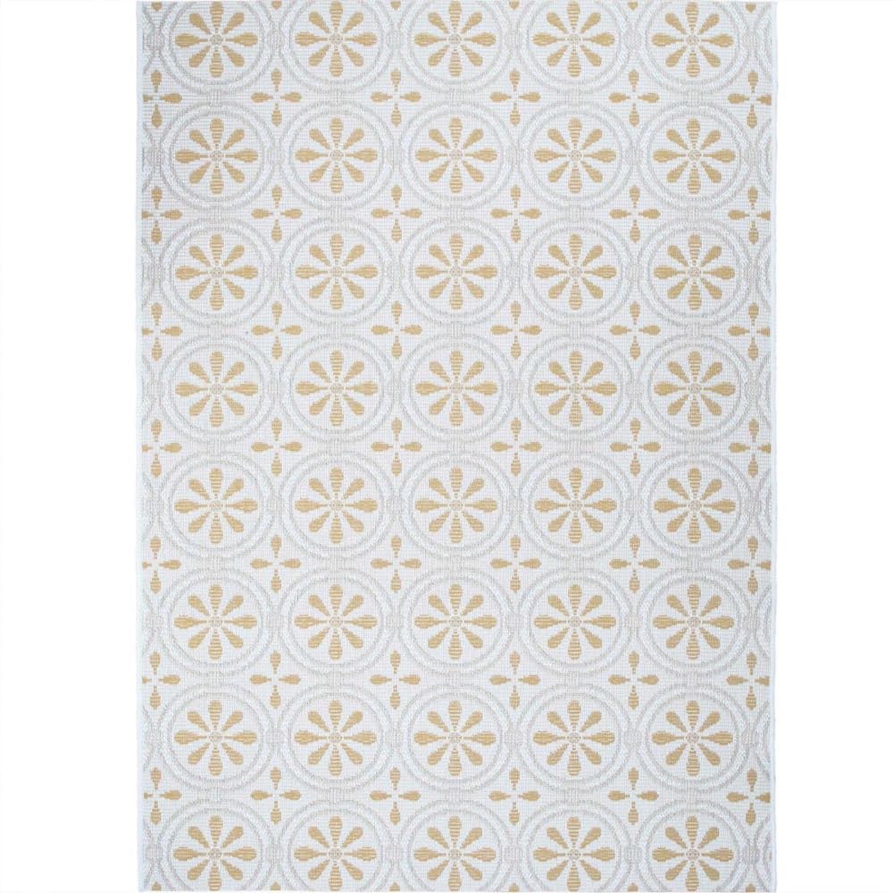 Tapis extérieur intérieur moderne jaune et beige 120x170
