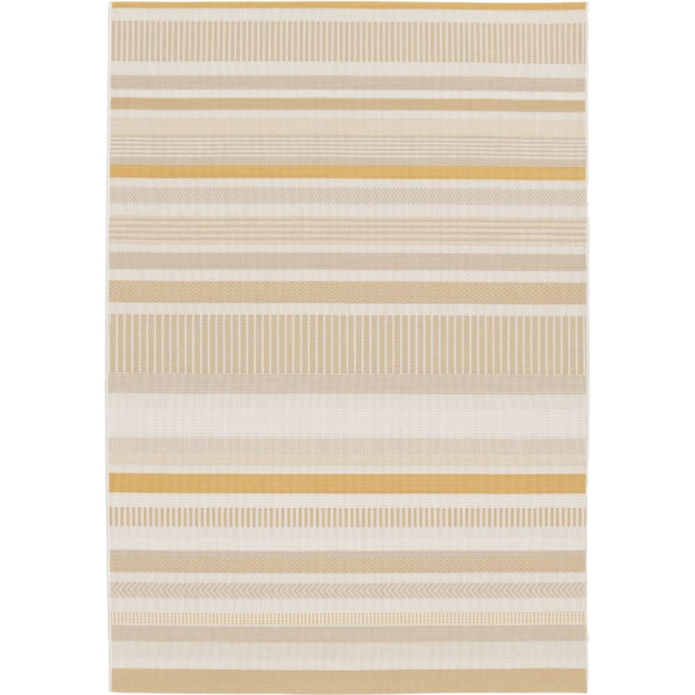Tapis extérieur intérieur moderne lignes jaune beige 160x230