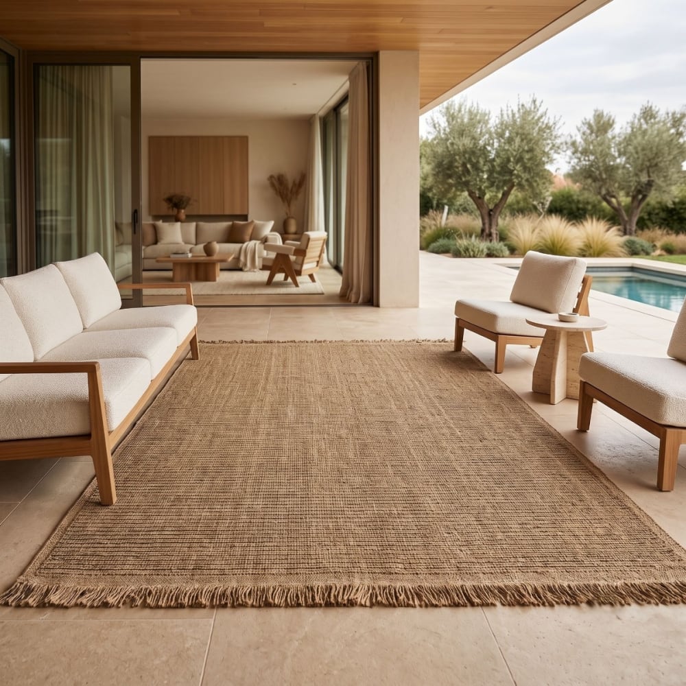 The Deco Factory Teppich in Juteoptik mit beigem Streifenmuster 190x290 style modern - Jute