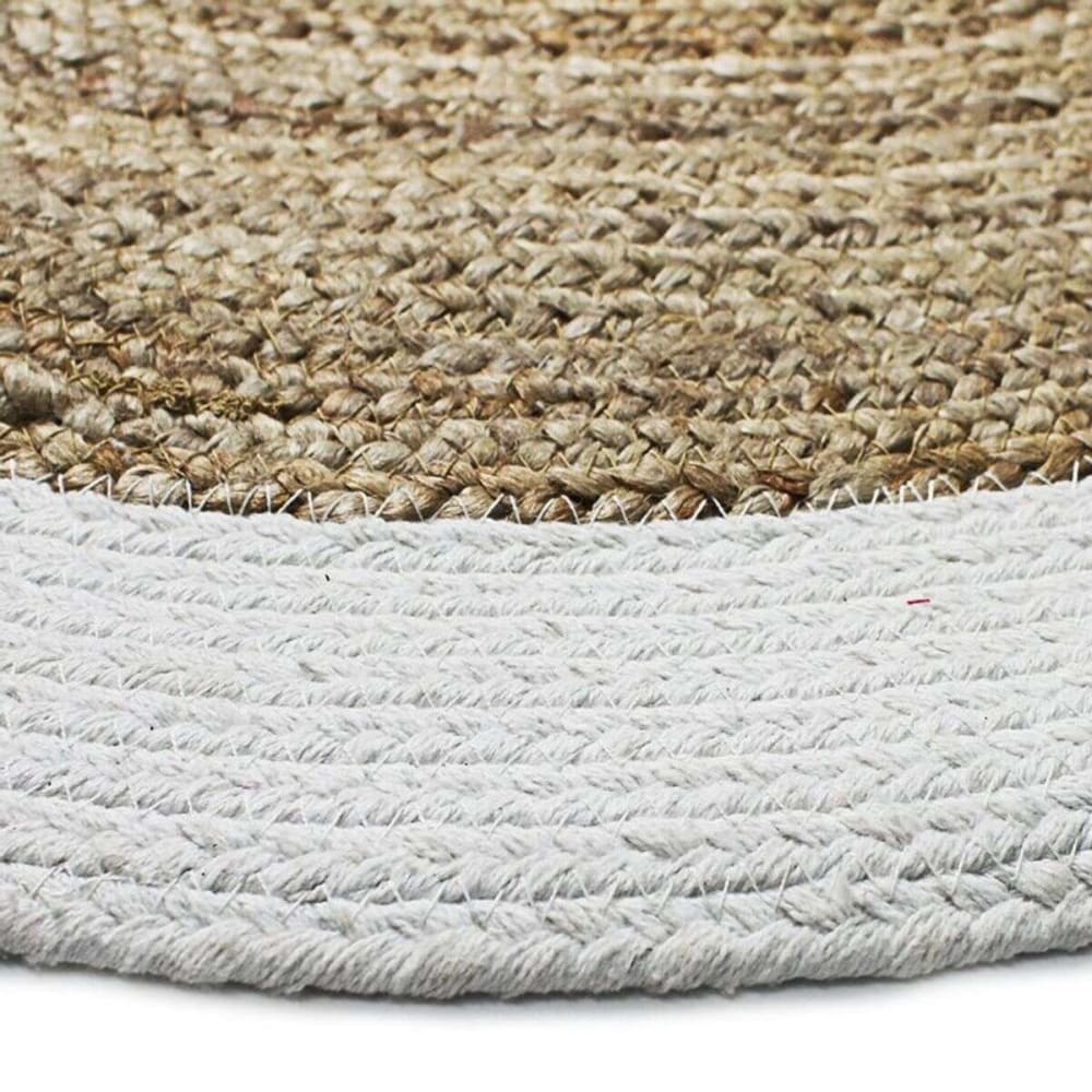 Tapis rond en jute et coton bande blanche diam.90 — vue 4