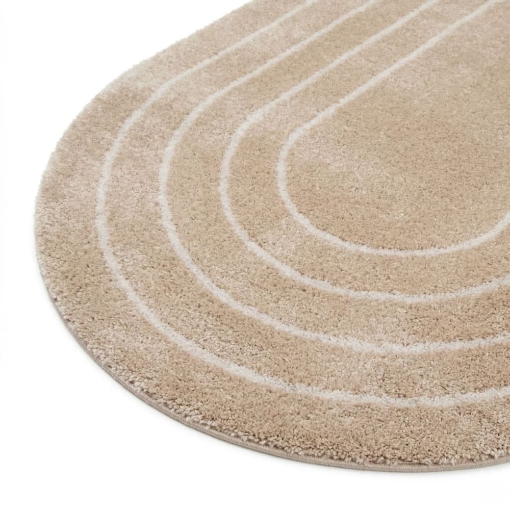 Tapis ovale à poils doux effet shaggy beige 120x170 — vue 4