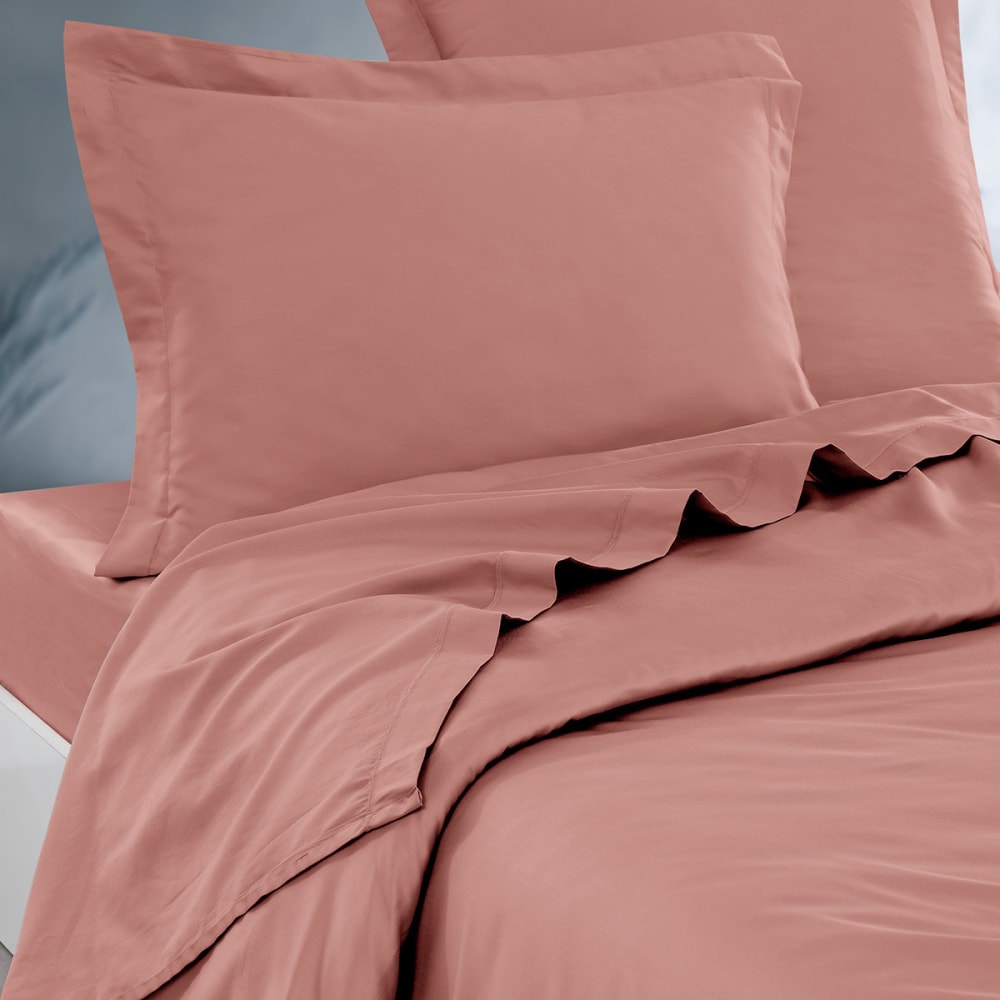 Parure drap plat + 2 taies 65x65 cm  rose du désert 180x290 cm