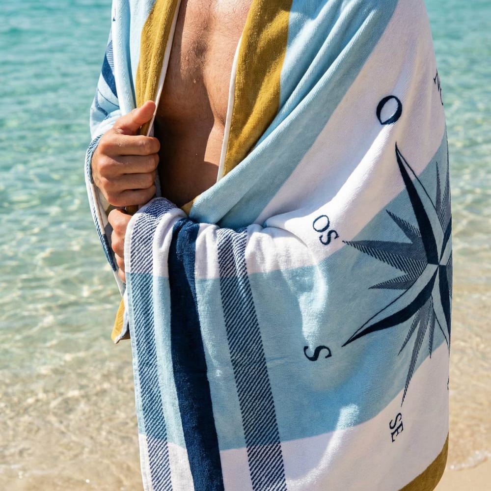 Serviette de plage velours 100x180 cm bleu nuit — vue 4