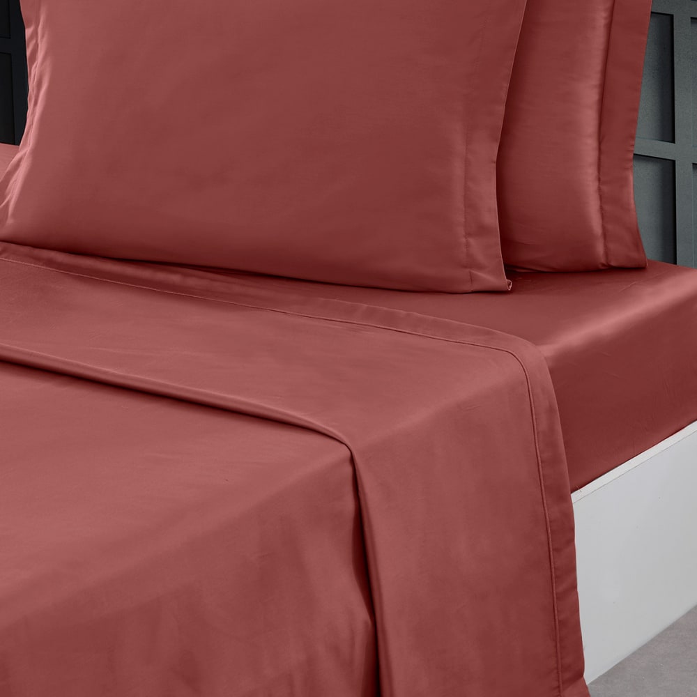 Ddrap plat en percale de coton terre brulée 270x300 cm