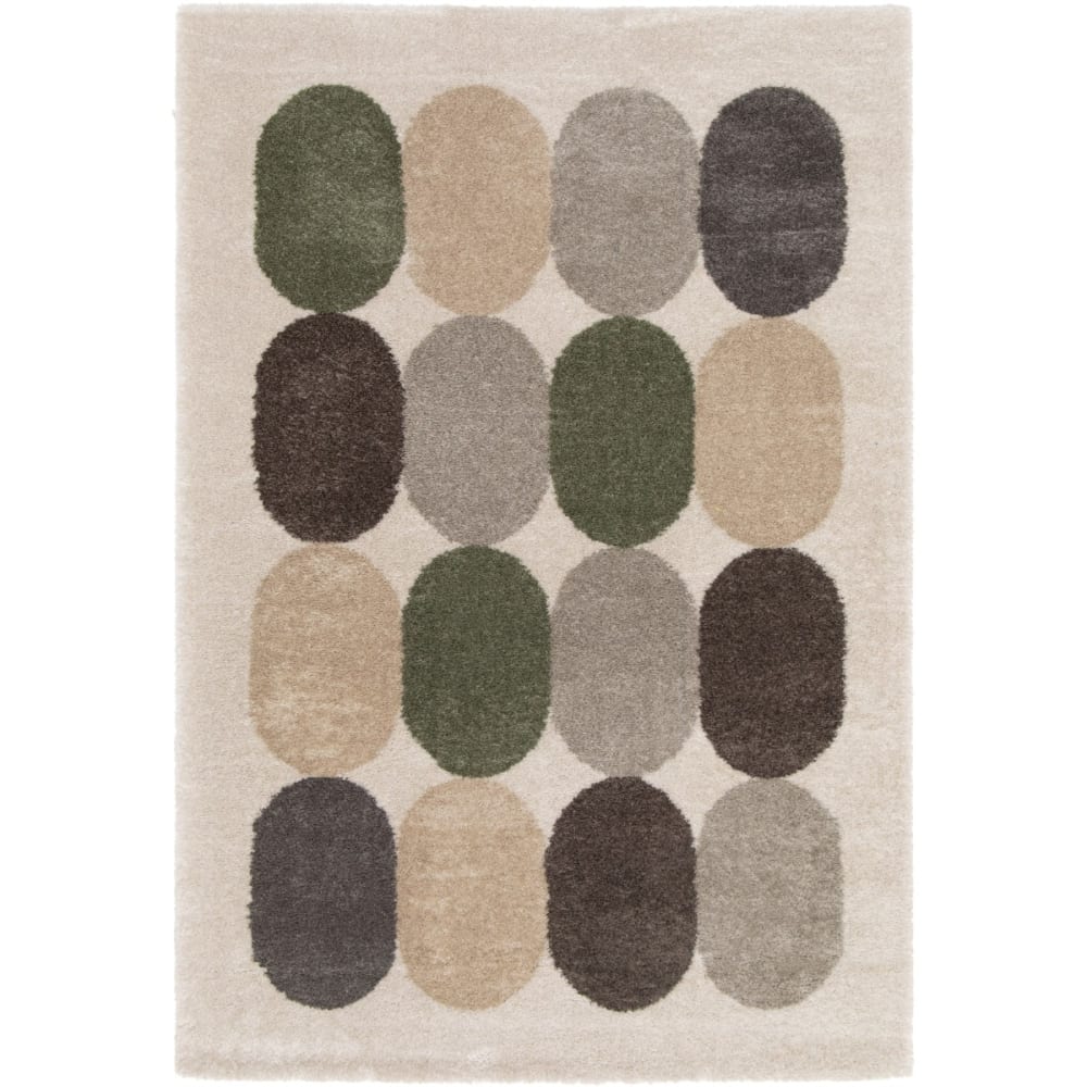 Tapis doux motif géométrique moderne beige multi vert 160x230