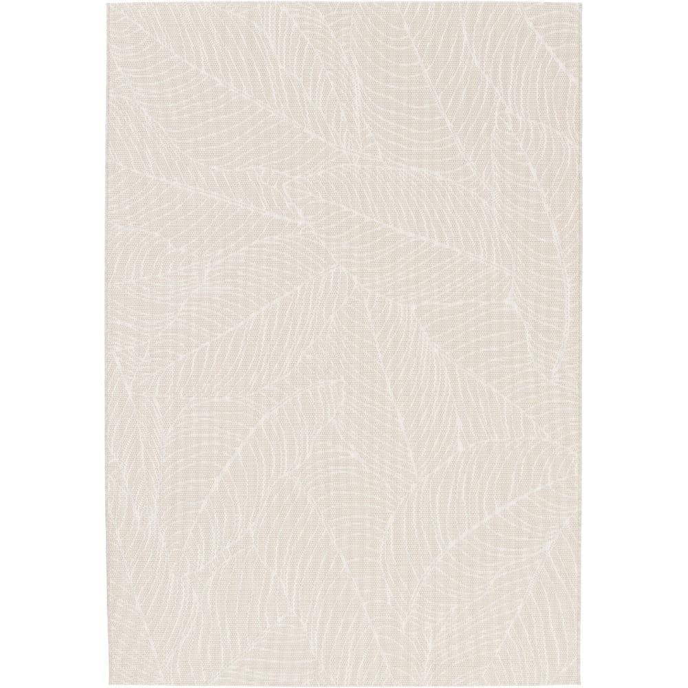 Tapis extérieur intérieur feuilles tissé crème 160x230