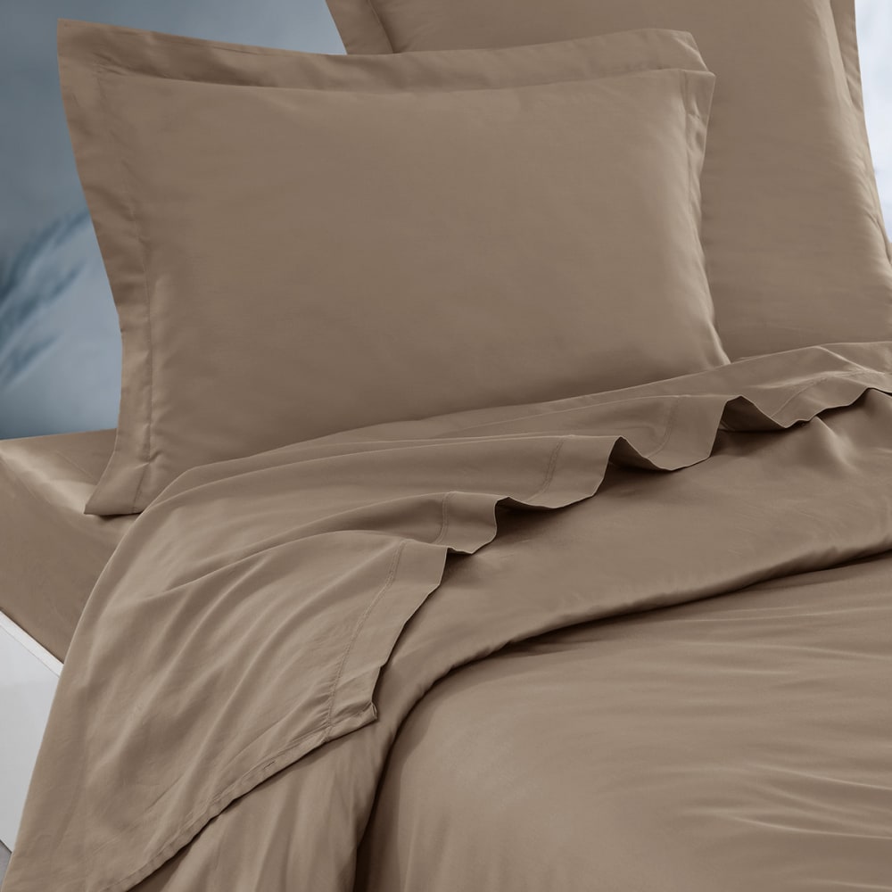 Parure drap plat + 2 taies 50x70 cm  noisette 180x290 cm