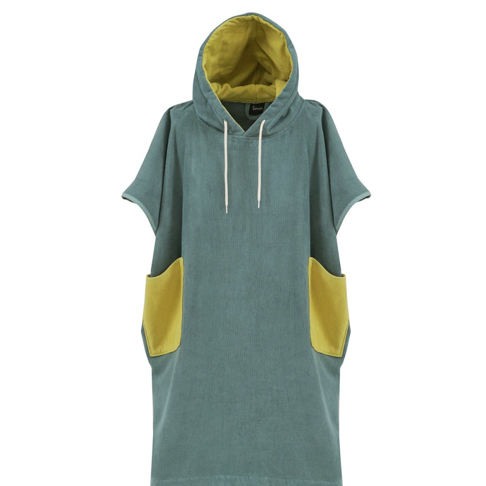 Sensei Maison Unisex-Poncho aus 100 % Baumwolle – 380 g/m² Flechte M style seaside Grün Öko-Tex Zertifikat Baumwolle
