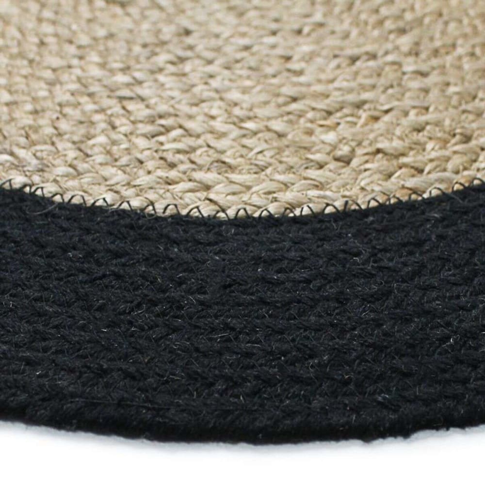 Tapis rond en jute et coton bande noire diam.70 — vue 4