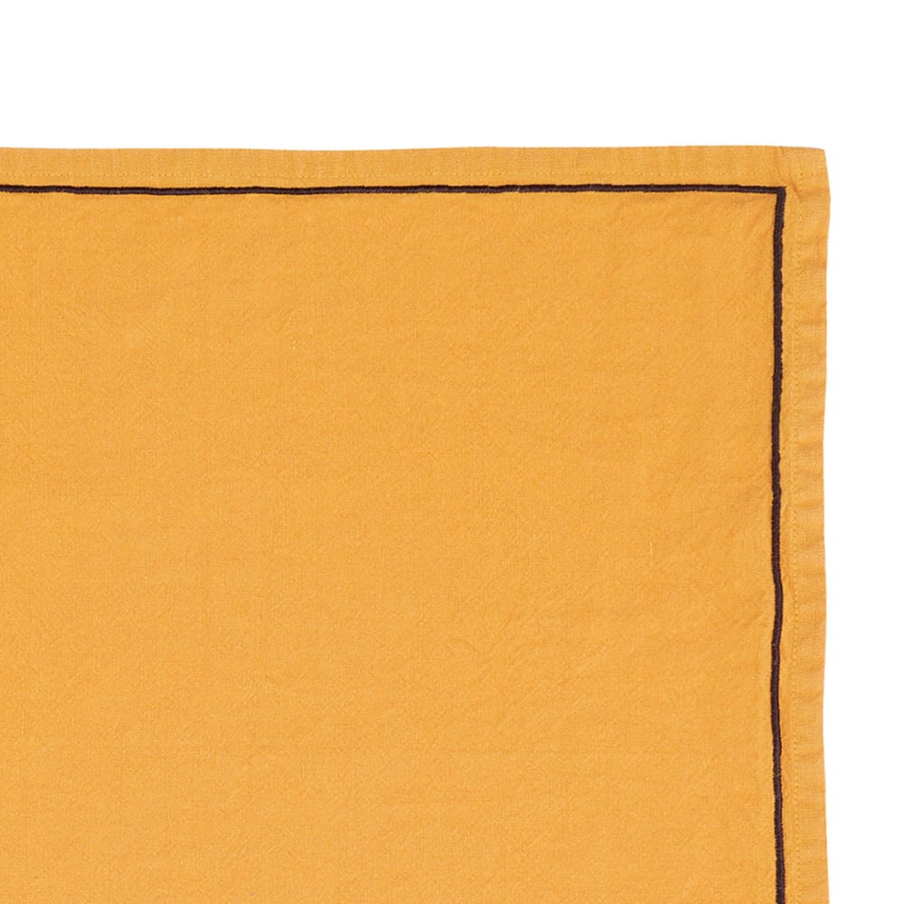 4er-Set Servietten aus Baumwolle und Leinen Karamell 45x45 -