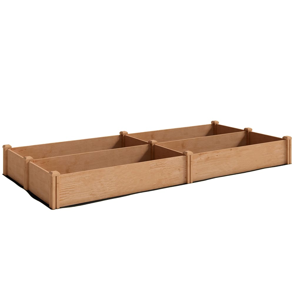 Carré potager 4 zones de culture fond ouvert bois marron clair — Beyit