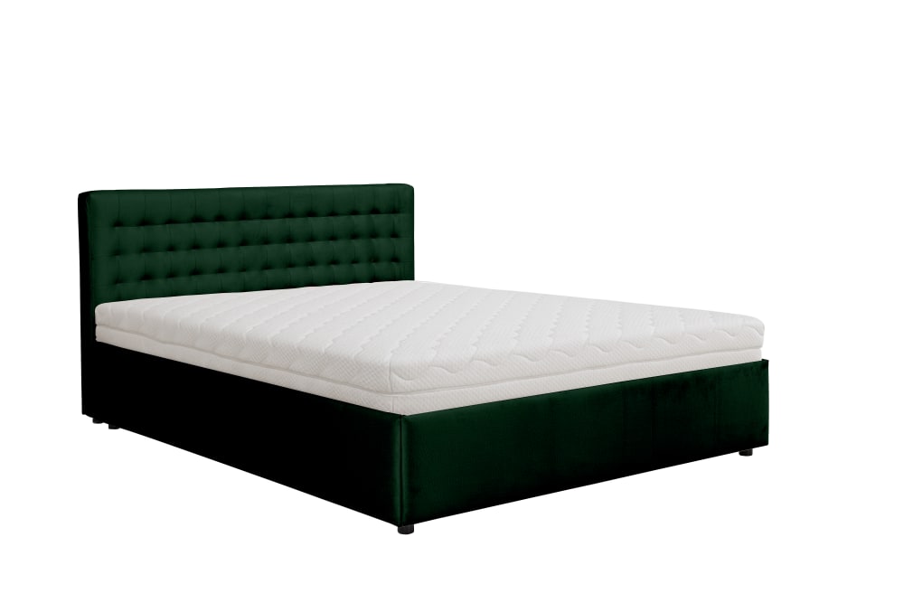 Lit rembourré avec matelas, vert, 160x200 cm