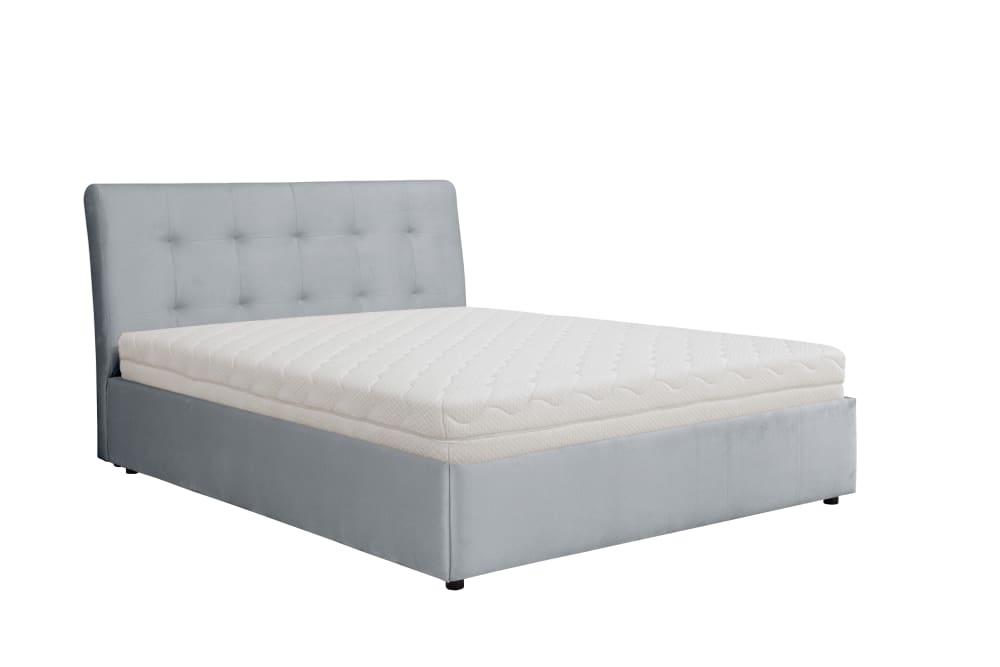 Lit rembourré avec matelas, gris, 140x200 cm